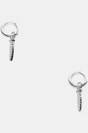 Kingsley Ryan Huggie hoop earrings with CZ long charm in sterling