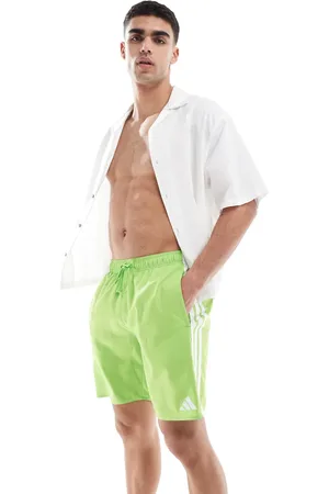 adidas Adidas 3-stripes swim shorts 8-inch in team semi sol green2 / white