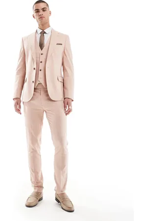 ASOS Linen blend slim suit trousers in