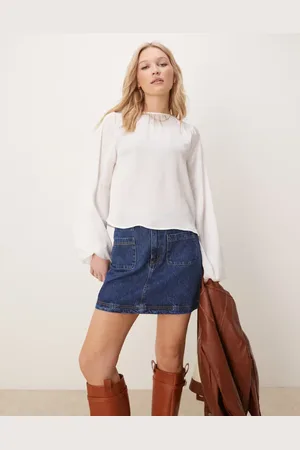 ASOS Denim patch pocket mini skirt in indigo
