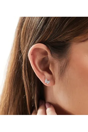 Kingsley Ryan Multi gem set butterfly stud earrings in sterling