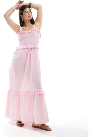 Esmée Esmee Exclusive frill ruched maxi tiered beach dress in