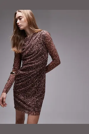 & OTHER STORIES Long sleeve mini mesh dress with drape detail in print