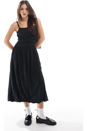 Hollister Strappy back puffball maxi dress in