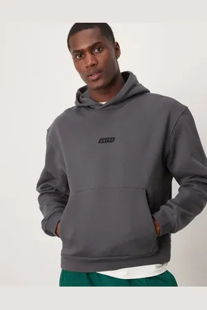 ASOS Premium heavyweight boxy oversized hoodie 400gsm with chest print in washed black