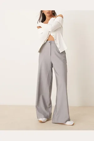 ASOS Tailored relaxed straight leg trousers in grey