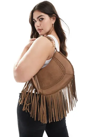 New Look Tassel cross body suedette bag in tan