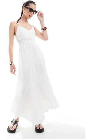 Hollister Crochet & woven mix maxi dress with hanky hem in