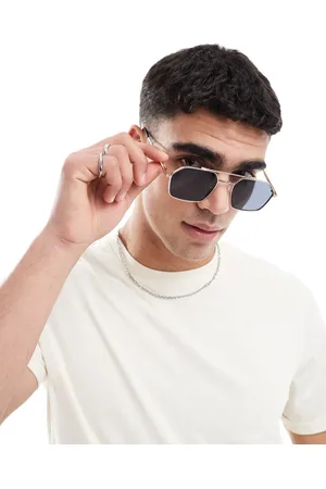 ASOS Hexagon aviator sunglasses in with smoke lens