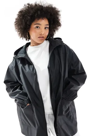 ASOS ASOS DESIGN Curve rubberised rain coat in