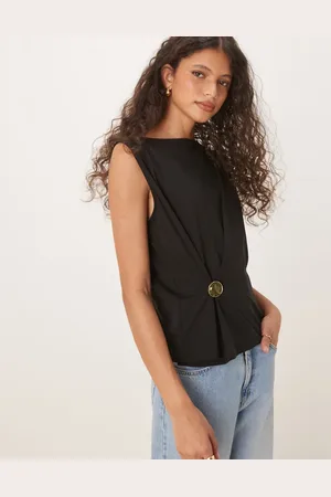 ASOS Sleeveless top with gold button detail in
