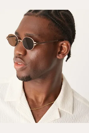 ASOS Slim round sunglasses in with brown lens