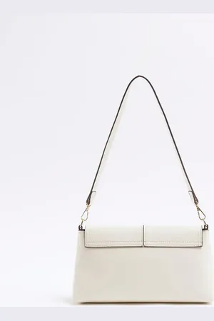 River Island Faux leather fold over clutch bag in cream