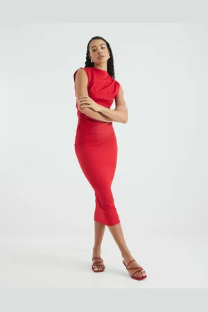 River Island Short sleeve drape high neck top in