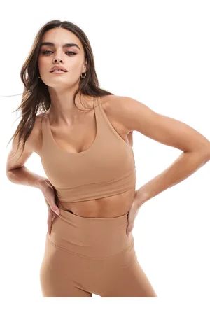 AGON Gym Bralette with rounded neckline in caramel