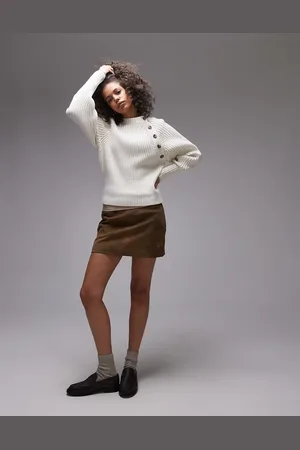 ARKET Pure wool knitted jumper with button shoulder detail in off