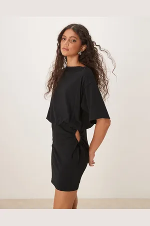 ASOS Slouchy T-shirt mini dress with ruched detail in black