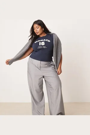 ASOS ASOS DESIGN Curve tailored relaxed straight leg trousers in grey