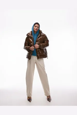 Topshop Baggy high rise Baggy clear coated jean in sand