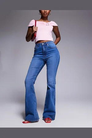 ASOS Sculpting super stretch flare jeans in dark mid