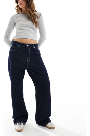 Bershka Baggy wide leg jeans in indigo wash