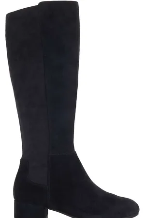 Dune Wide fit tayla suede boots in navy