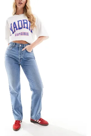 Topshop Hourglass Ember low rise wide leg jean in mid