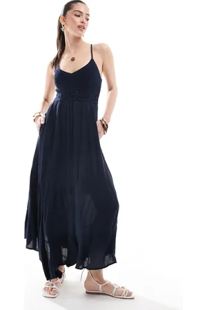 Hollister Crochet & woven mix maxi dress with hanky hem in