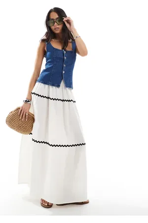 Esmée Esmee Exclusive ric rac maxi tiered beach skirt in and black