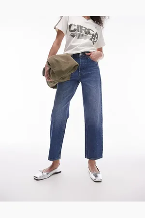 Topshop Runway mid rise straight cropped jean in mid