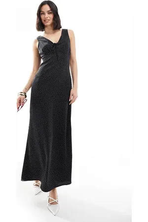 Brave Soul Polka dot sleeveless satin dress in