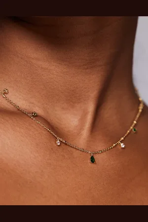 Aldo Hina short gem necklace in plated with green jewels
