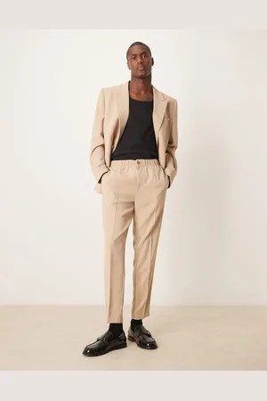 ASOS Tapered suit trousers in stone texture