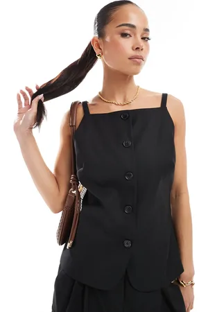 4th & Reckless Square neck sleeveless button through waistcoat co-ord in