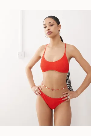 Weekday Sun crinkle scoop neck bikni top in exclusive to ASOS