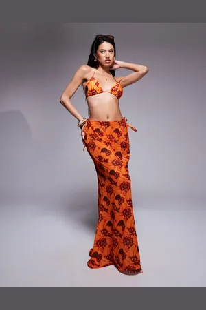 Candypants Tie dye mesh maxi beach skirt in