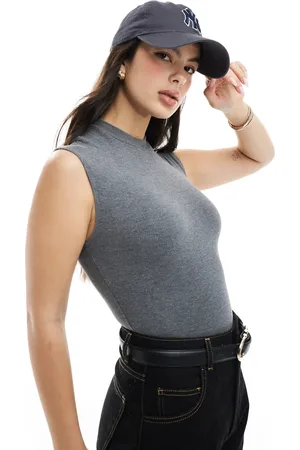 Bershka High neck short sleeve bodysuit in