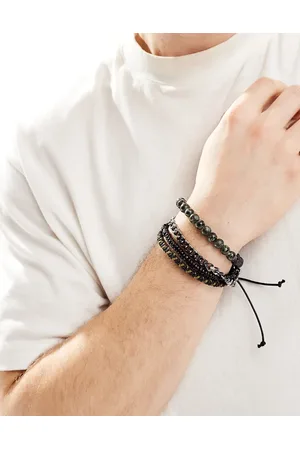 ASOS 4 pack beaded bracelet set in and green tones