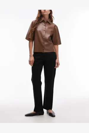 Topshop Mid rise straight cropped jean with raw hems in
