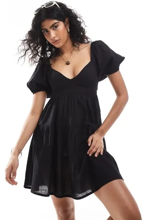 Esmée Esmee Exclusive cut out mini puff sleeve beach dress in