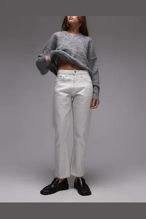 Topshop Mid rise straight cropped silver foil jean in