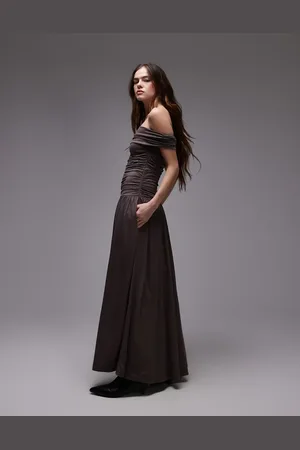 Nialaya Tammy slinky bandeau midaxi dress in sable