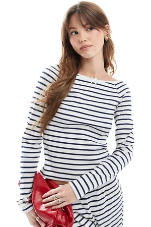 Miss Selfridge Slash neck striped long sleeve top co ord