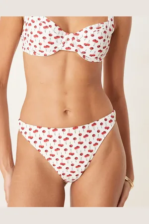 Abercrombie & Fitch Mid rise bikini bottom co-ord in cherry print