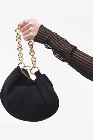 Topshop Gemima chain handle suede clutch bag in