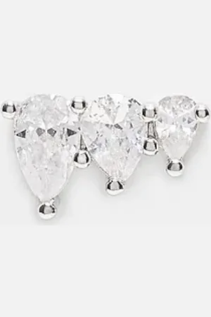 Kingsley Ryan 6mm triple crystal teardrop labret ear piercing in stainless steel
