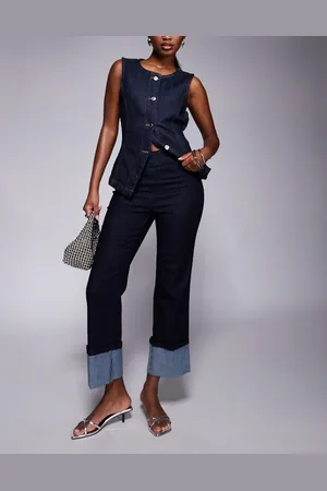 River Island Straight leg turn up jeans in