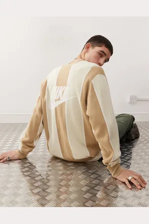 Nike Club stripe sweater in beige