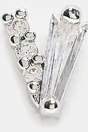 Kingsley Ryan 6mm gemset V labret ear piercing in stainless steel