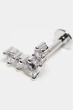 Kingsley Ryan 6mm gemset V petals labret ear piercing in sterling